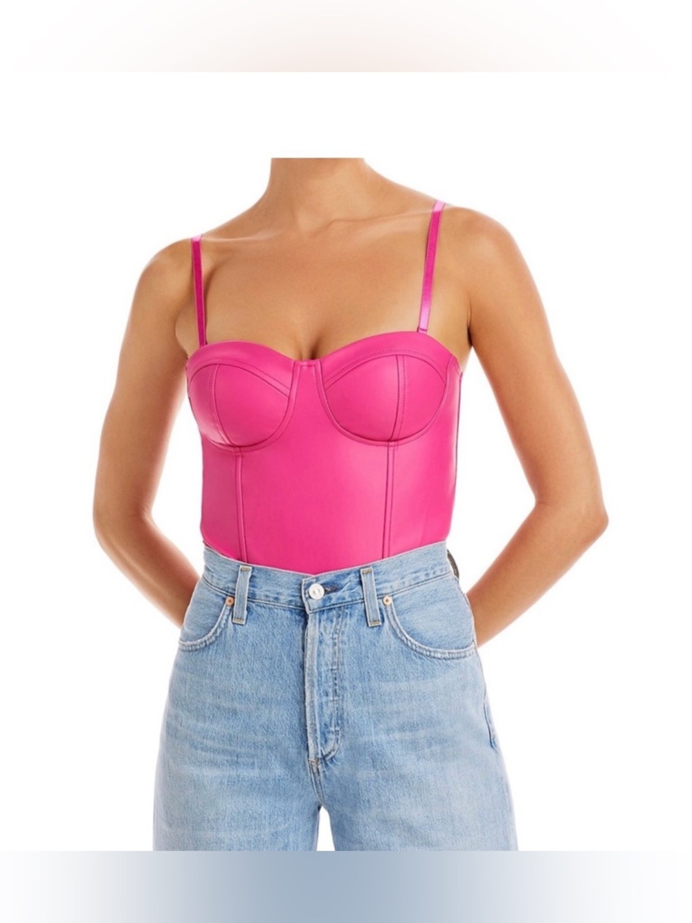 Aqua Hot Pink Bustier Bodysuit Size Large NWT